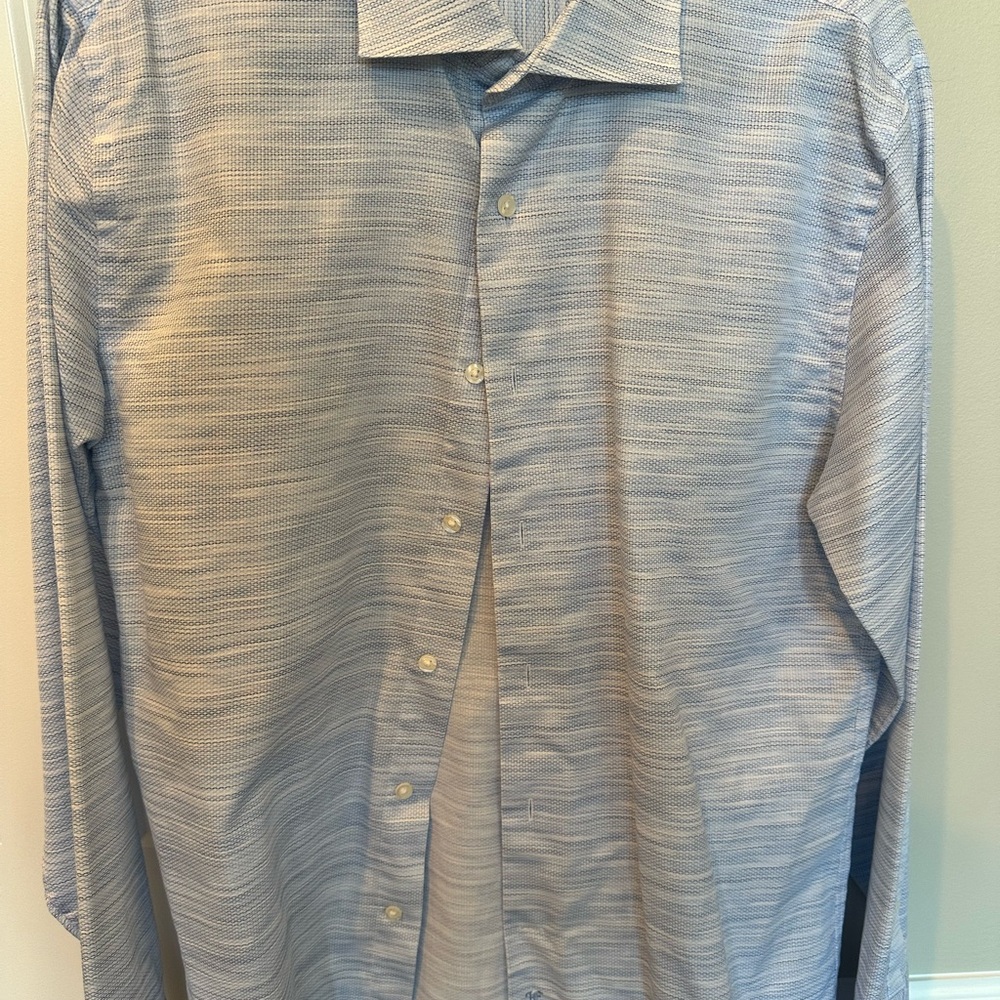 Hickey Freeman Luxury Dress Shirt – Blue Textured Weave – Size XL - NEVER Worn